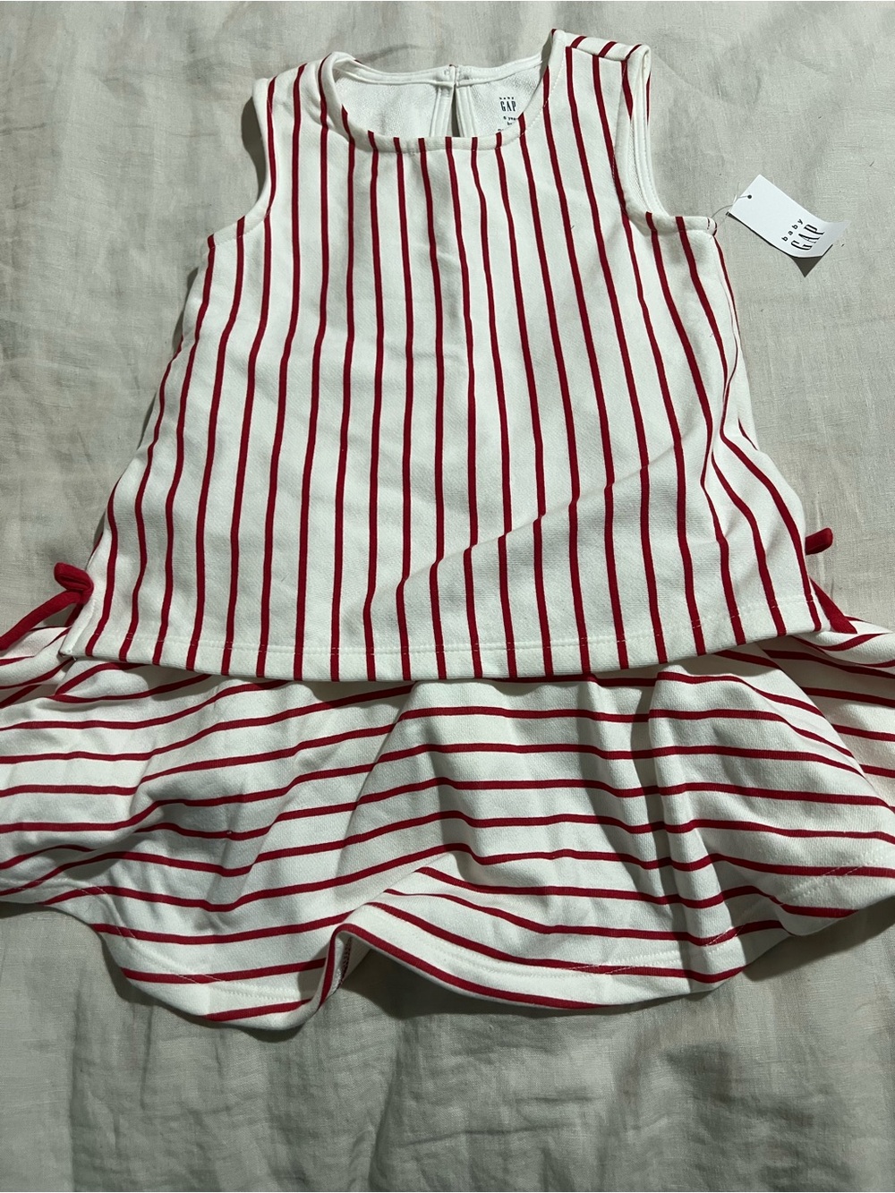 GAP Girls White Dress with Red Stripes